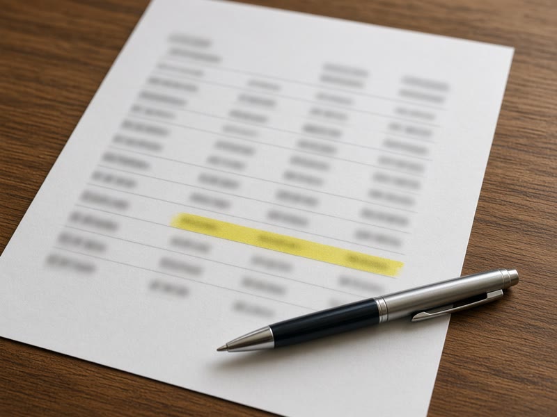 A bank statement with one blurred row highlighted.